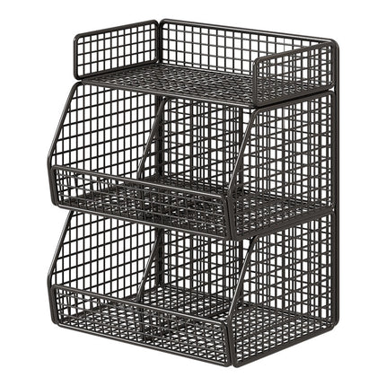 Pantry Organizer, Stackable Wire Baskets with Top Shelf
