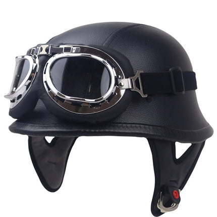Biker Helmet, Vintage Carbon Fiber Motorcycle Helmet with Goggles – image 7