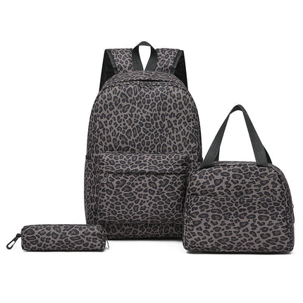 Leopard Print Backpack Set, Backpack with Cooler Bag and Pencil Case