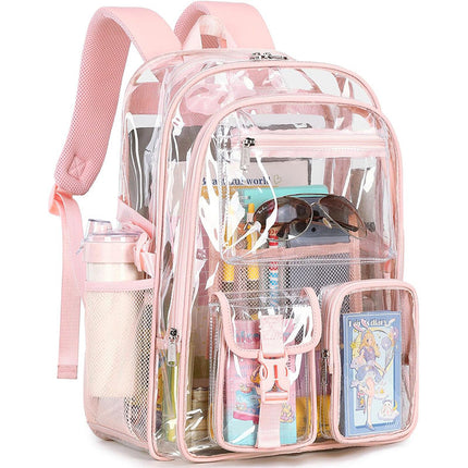 Clear Backpack, School Backpacks with Bottle Pocket, Transparent Laptop Backpack for Work, Clear Book Bag, Rucksack