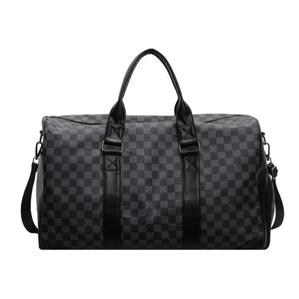Duffel Bag, Checkered Travel Bag with Detachable Shoulder Strap and Top Handles