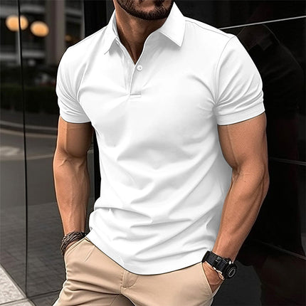 Summer Men's Short Sleeve Polo Shirt with Solid Color Design | Lightweight Comfort for Casual Occasions