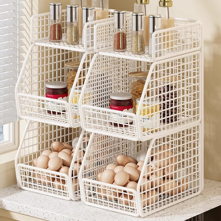 Pantry Organizer, Stackable Wire Baskets with Top Shelf – image 10