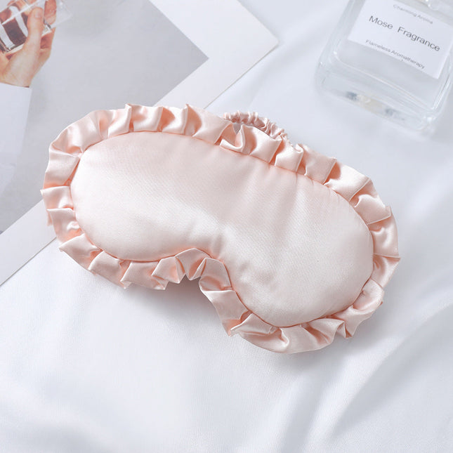 Sleep Mask for Women, Satin Eye Mask for Sleeping with Ruffle Edge, Contoured Sleep Mask with Soft Padding