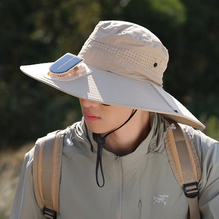 Wide Brim Sun Hat with Single or Dual Fan, Cooling Hat with Mesh and Adjustable Chin Strap – image 18