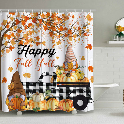 Fall Shower Curtain with Pumpkin Print, Water Resistant Bathtub Curtain – image 7