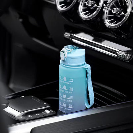 Motivational Water Bottle with Time Markers, BPA Free Reusable Water Bottle with Handle, Leak Proof Plastic Water Bottle