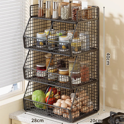 Pantry Organizer, Stackable Wire Baskets with Top Shelf – image 13