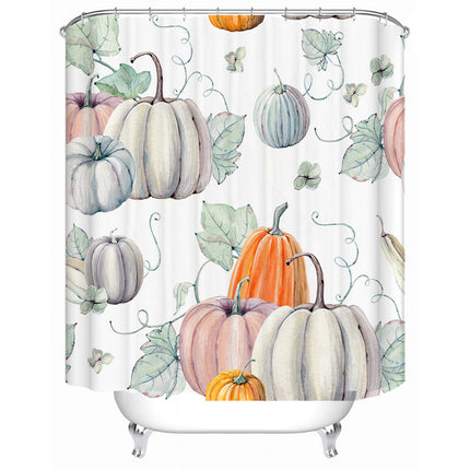 Fall Shower Curtain with Pumpkin Print, Water Resistant Bathtub Curtain – image 5