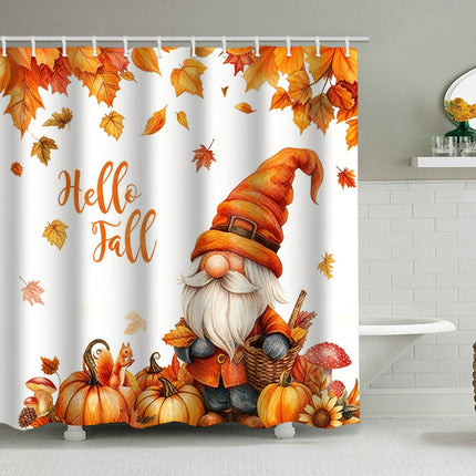 Fall Shower Curtain with Pumpkin Print, Fabric Shower Curtain for Autumn Bathroom Decor – image 6