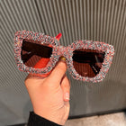 Rhinestone Sunglasses for Women, Bling Square Sunglasses with UV Protection