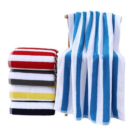 Bath Towels with Stripe Pattern, 100% Cotton Beach Towel for Pool