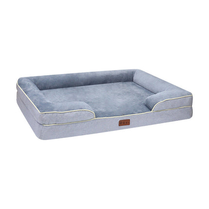 Orthopedic Memory Foam Dog Bed, Cat Bed with Raised Edges, Washable Pet Bed with Removable Cover for Dogs and Cats