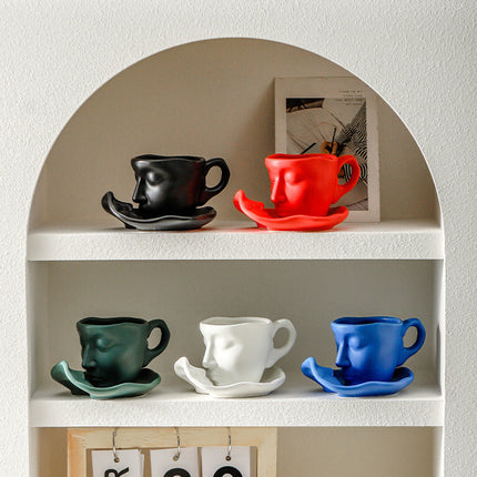 Ceramic Coffee Set with Kiss Design | Stylish and Durable Cups for Elegant Serving