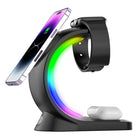 4-in-1 Magnetic Wireless Charger with RGB Lamp Effect | Fast & Safe Charging Station for Smartphone, AirPods & Apple Watch