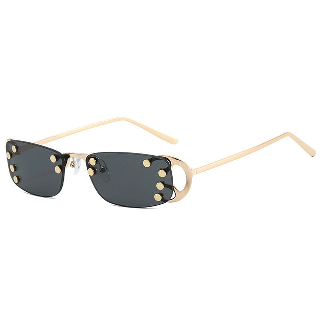 Rectangular Sunglasses for Women, Metal Sunglasses with Gold Accents – image 7