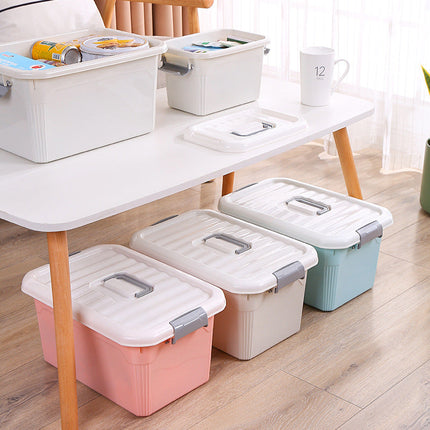 Storage Box with Lid, Plastic Storage Bins with Handles