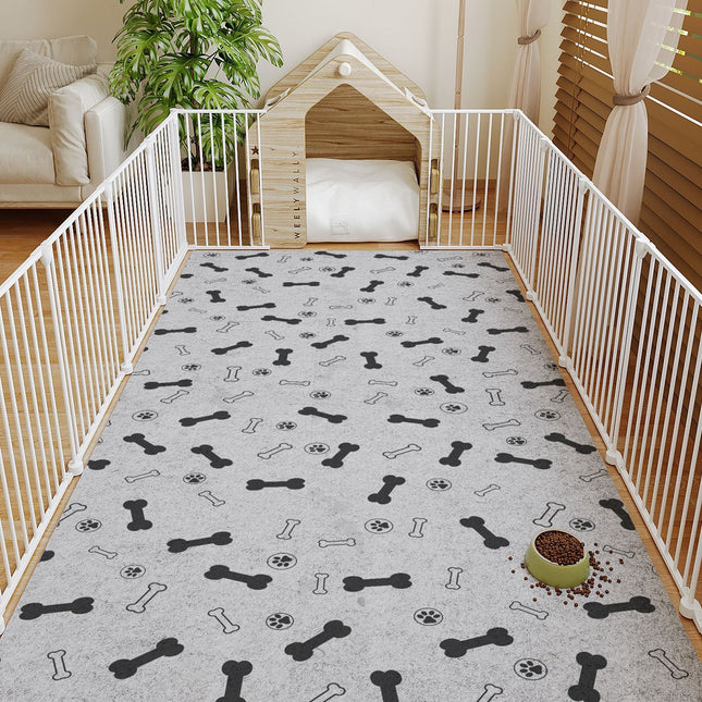 Non Slip Dog Mat with Bone and Paw Print, Padded Dog Crate Mat – image 4