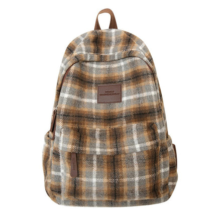 Travel Backpack, Plaid Hiking Backpack for School