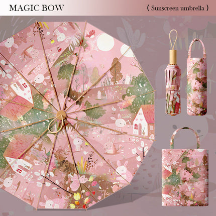 Sun Umbrella for Women, UV Umbrella with Floral Design