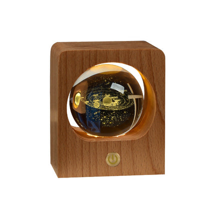 High-Transparency Beech Crystal Ball Night Light with Stepless Dimming | Elegant USB-Powered Decor for Cozy Bedrooms
