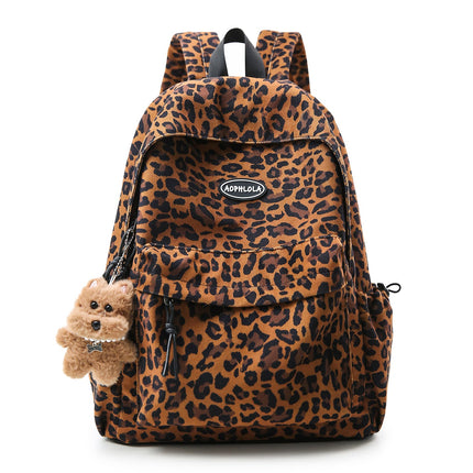 Animal Print Backpack with Keychain, Cute Travel Backpack
