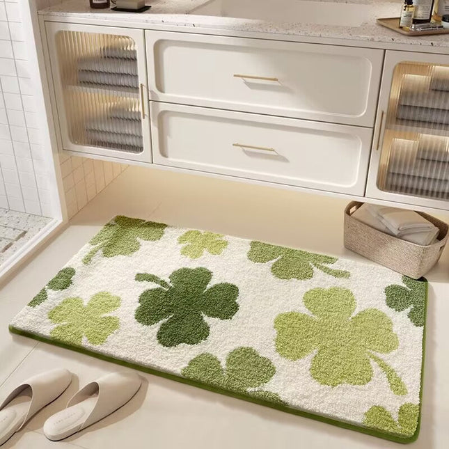 Non Slip Bathroom Mat, Absorbent Bath Mat for Shower, Soft Plush Machine Washable Bathroom Rug with Printed Designs