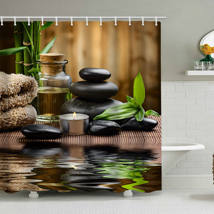 Shower Curtain with Hooks, Water Resistant Nature Bathtub Curtain – image 7
