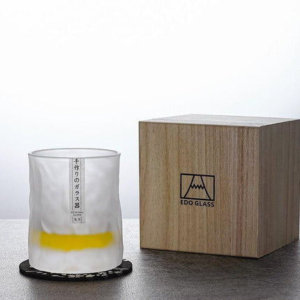 Whiskey Glasses, Edo Kiriko Glacier Whisky Glass with Coaster and Wooden Box – image 5