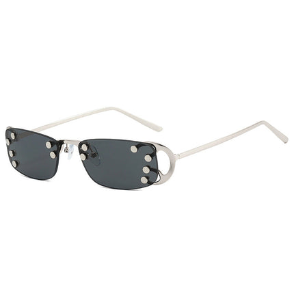 Rectangular Sunglasses for Women, Metal Sunglasses with Gold Accents