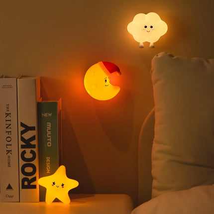 Rechargeable Night Light with Tap Control | Whimsical Star, Moon & Cloud Designs for Cozy Ambiance
