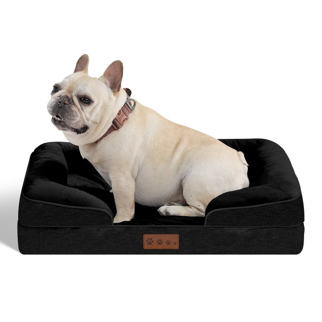 Orthopedic Memory Foam Dog Bed, Cat Bed with Raised Edges