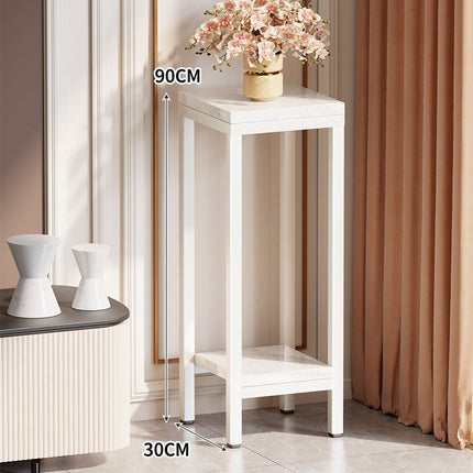 Plant Stand Indoor, Tall Narrow Side Table with Marble-Effect Top and Shelf – image 14