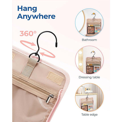 Cosmetic Bag with Hanging Hook, Makeup Organizer with Clear Compartments – image 7