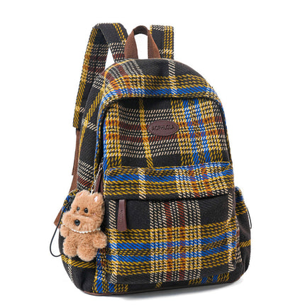 School Backpacks with Plaid Design, Cozy Book Bag