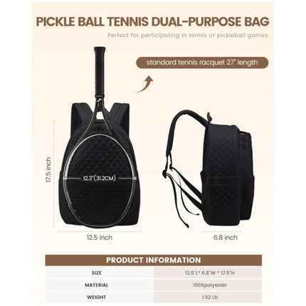 Tennis Backpack for Women, Sports Backpack with Front and Side Pockets