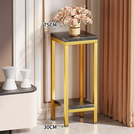 Plant Stand Indoor, Tall Narrow Side Table with Marble-Effect Top and Shelf – image 38