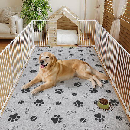 Non Slip Dog Mat with Bone and Paw Print, Padded Dog Crate Mat, Washable Dog Food Mat for Home and Kennel