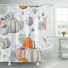 Fall Shower Curtain with Pumpkin Print, Fabric Shower Curtain for Autumn Bathroom Decor, Water Resistant Bathtub Curtain