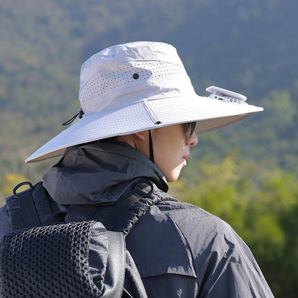 Wide Brim Sun Hat with Single or Dual Fan, Cooling Hat with Mesh and Adjustable Chin Strap – image 27
