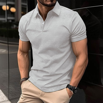 Summer Men's Short Sleeve Polo Shirt with Solid Color Design | Lightweight Comfort for Casual Occasions