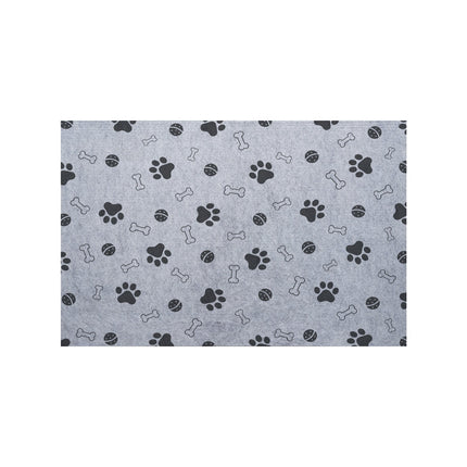 Non Slip Dog Mat with Bone and Paw Print, Padded Dog Crate Mat