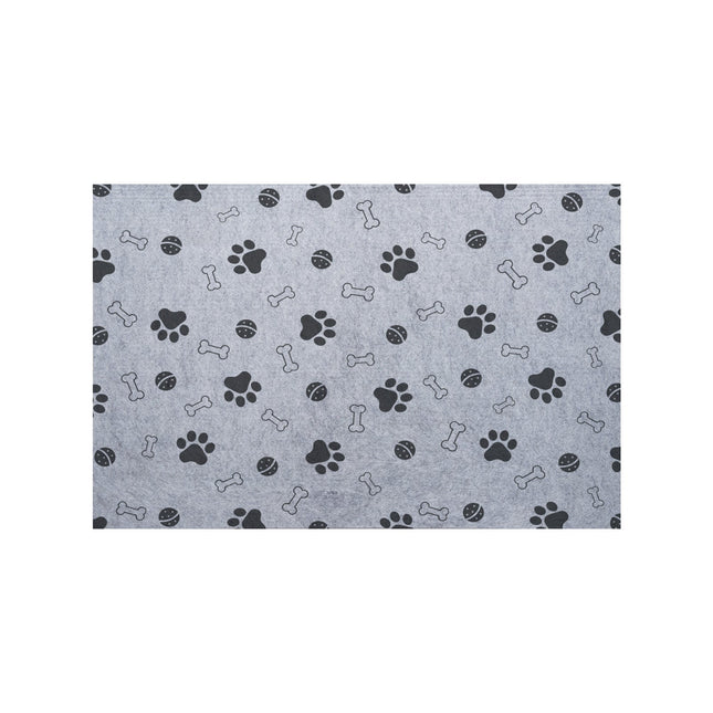 Non Slip Dog Mat with Bone and Paw Print, Padded Dog Crate Mat