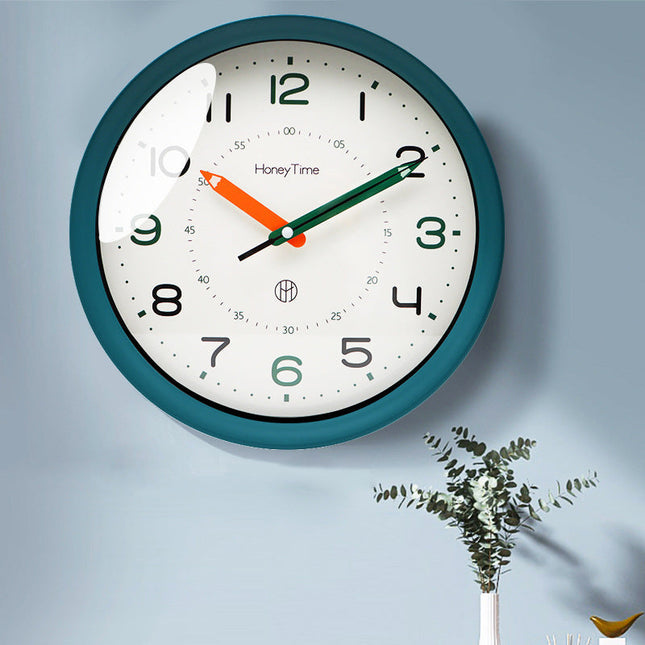 Silent Wall Clock for Kids Bedroom and Classroom, 12 Inch Analog Clock with Glass Cover, Battery Operated Wall Clock