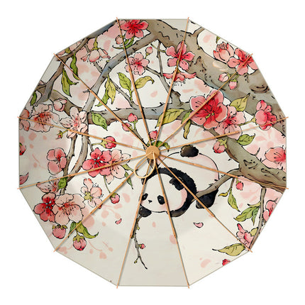 Sun Umbrella for Women, UV Umbrella with Floral Design, Parasol Sun Shade, Portable Umbrella with Carrying Bag