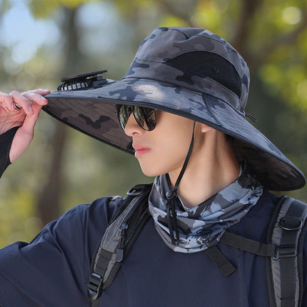 Sun Hat with Fan, Wide Brim Sun Hat with Single or Dual Fan – image 10