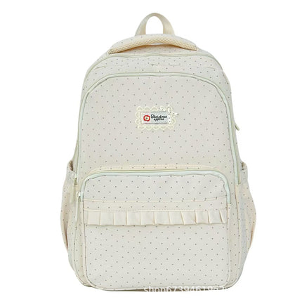 Laptop Backpack for Work and School, Polka Dot Backpack with Ruffles, Stylish Book Bag with Padded Straps