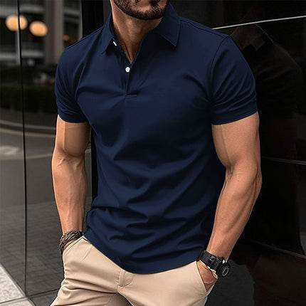 Summer Men's Short Sleeve Polo Shirt with Solid Color Design | Lightweight Comfort for Casual Occasions