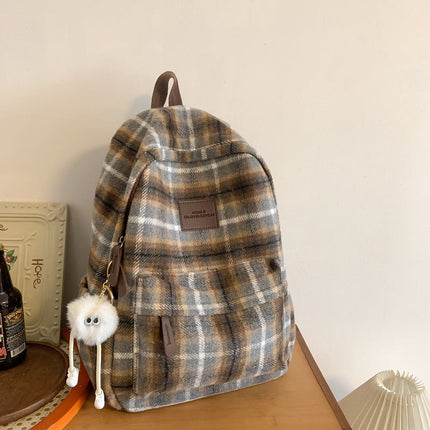 Plaid Laptop Backpack for Work and Gym