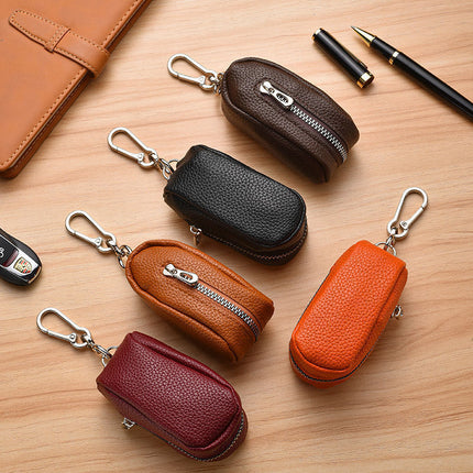 Leather Keychain Coin Pouch, Keychain Wallet with Zipper, Small Key Holder, Mini Coin Purse for Keys and Small Items